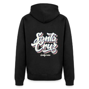 Santa Cruz Californie vintage rétro surfing ville - Veste à capuche bio Premium Unisexe - noir - Dos - Nico (187cm)