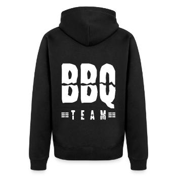 Bbq Team - Unisex Premium Bio Zip Hoodie - Schwarz - Hinten - Nico (187cm)