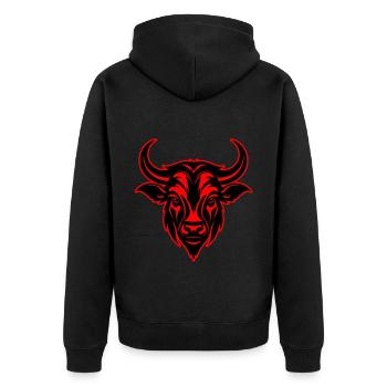 Bull Horns Head Silhouette - Unisex Premium Organic Zip Hoodie - black - Back - Nico (187cm)