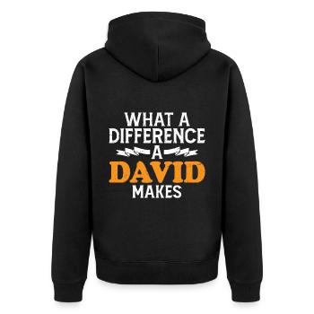 What A Difference A David Makes - Unisex Premium Organic Zip Hoodie - black - Back - Nico (187cm)
