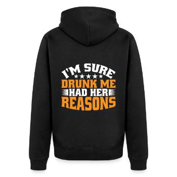 Je suis sûr que Drunk Me avait ses raisons 31 - Veste à capuche bio Premium Unisexe - noir - Dos - Nico (187cm)