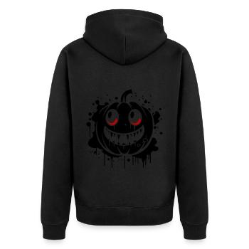 Pumpkin Creepy Halloween Theme - Unisex Premium Organic Zip Hoodie - black - Back - Nico (187cm)