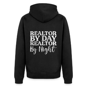 Realtor By Day Realtor By Night 3 - Unisex Premium Organic Zip Hoodie - black - Back - Nico (187cm)