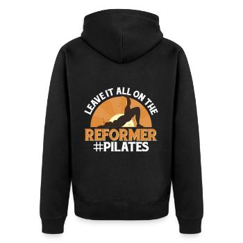 Leave It All On The Reformer #Pilates 13 - Unisex Premium Bio Zip Hoodie - Schwarz - Hinten - Nico (187cm)