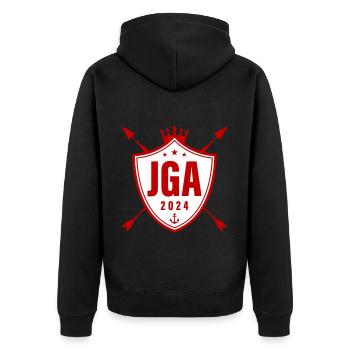 Mallorca 2024 - Unisex Premium Bio Zip Hoodie - Schwarz - Hinten - Nico (187cm)