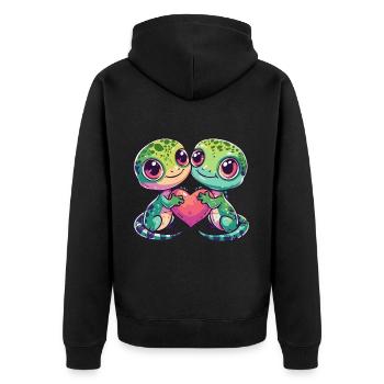 Lézard Couple Amoureux Gecko Lézard Saint Valentin - Veste à capuche bio Premium Unisexe - noir - Dos - Nico (187cm)