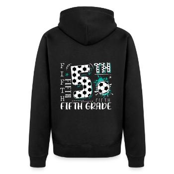 5. Klasse Fußball - Unisex Premium Bio Zip Hoodie - Schwarz - Hinten - Nico (187cm)