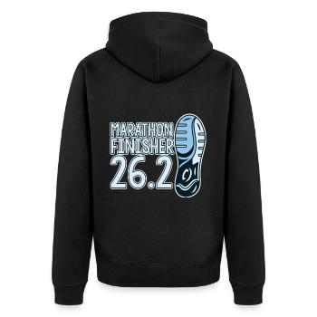 Marathon Finisher 26.2 4 - Unisex Premium Bio Zip Hoodie - Schwarz - Hinten - Nico (187cm)