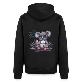 Koala Summer Beach Vacation - Unisex Premium Organic Zip Hoodie - black - Back - Nico (187cm)