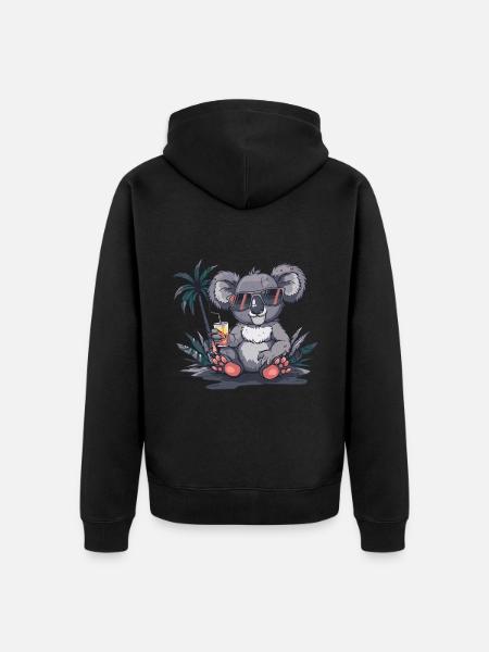 Koala Summer Beach Vacation - Unisex Premium Organic Zip Hoodie - black