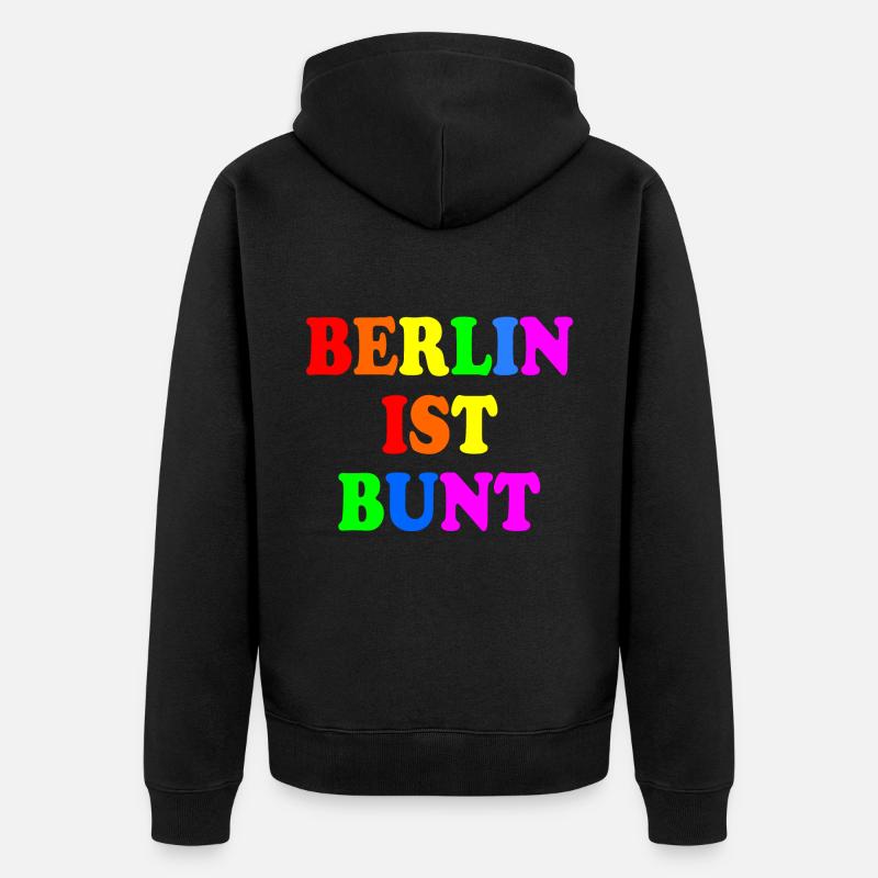 Berlin ist bunt - Unisex Premium Bio Zip Hoodie - Schwarz