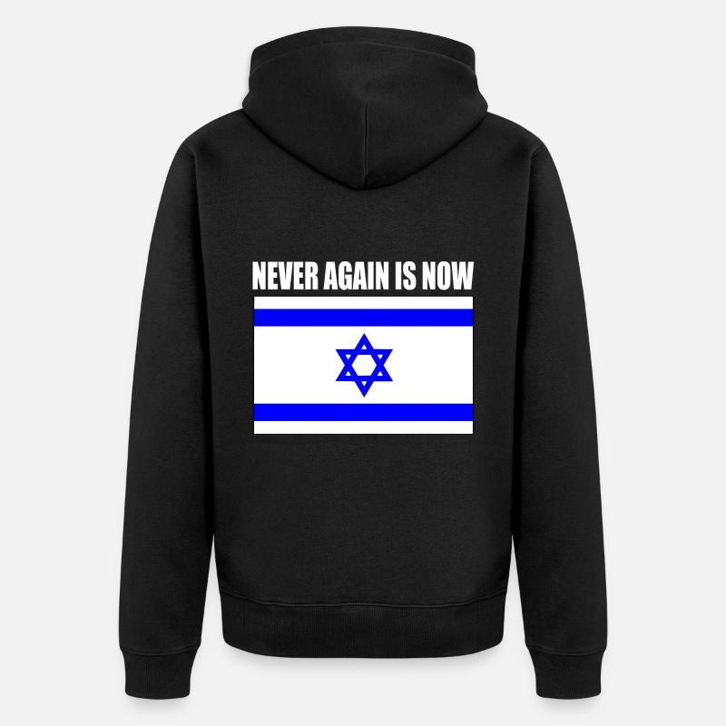 Never again is now - Unisex Premium Bio Zip Hoodie - Schwarz