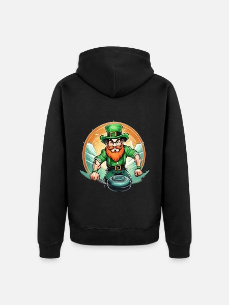 Curling Trèfle de la Saint-Patrick - Veste à capuche bio Premium Unisexe - noir