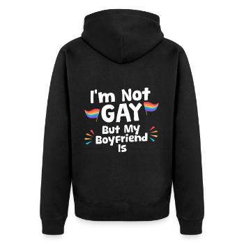 Je ne suis pas gay mais mon copain a 4 ans - Veste à capuche bio Premium Unisexe - noir - Dos - Nico (187cm)