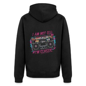 Ain't No School Like the Old School für 80s Fans - Unisex Premium Bio Zip Hoodie - Schwarz - Hinten - Nico (187cm)