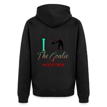 I Love The Goalie #hockeymom 4 - Unisex Premium Bio Zip Hoodie - Schwarz - Hinten - Nico (187cm)