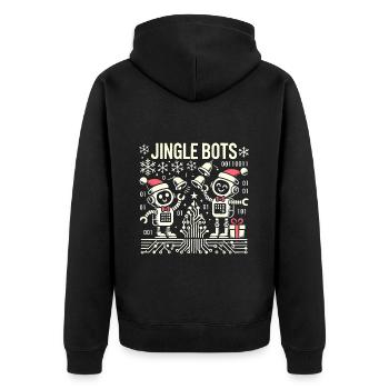 Jingle Bots - Christmas Robots with Binary Code - Unisex Premium Organic Zip Hoodie - black - Back - Nico (187cm)