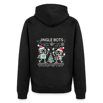 Jingle Bots - Christmas Robots with Binary Code - Unisex Premium Organic Zip Hoodie - black - Back - Nico (187cm)