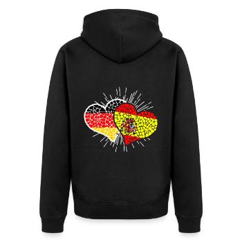 Deutschland Spanien Herzen Fußball Länderspiel - Unisex Premium Bio Zip Hoodie - Schwarz - Hinten - Nico (187cm)