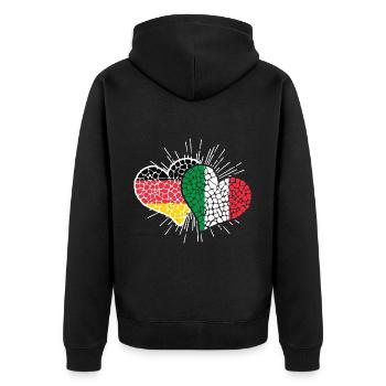 Deutschland Italien Herzen Fußball Länderspiel - Unisex Premium Bio Zip Hoodie - Schwarz - Hinten - Nico (187cm)