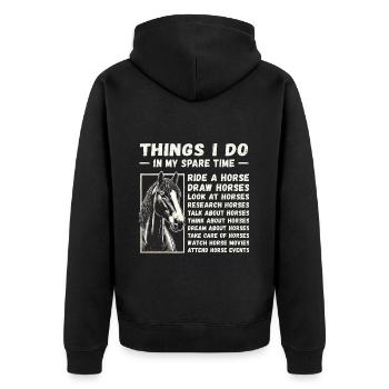 Things I Do in My Spare Time: Horse Lover Edition - Unisex Premium Organic Zip Hoodie - black - Back - Nico (187cm)