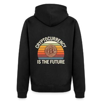 Cryptocurrency Is The Future 15 - Unisex Premium Bio Zip Hoodie - Schwarz - Hinten - Nico (187cm)