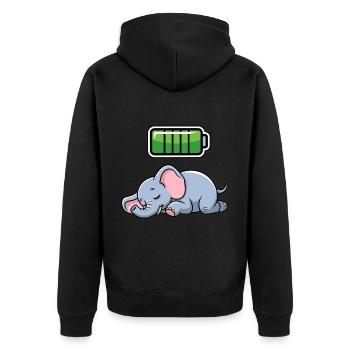 Elefant Sleeping Recharging Night Bedtime - Unisex Premium Bio Zip Hoodie - Schwarz - Hinten - Nico (187cm)