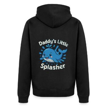 Papa petit éclaboussure mignon bébé baleine - Veste à capuche bio Premium Unisexe - noir - Dos - Nico (187cm)