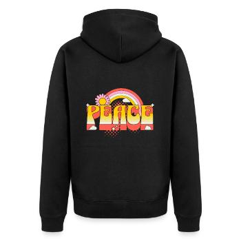 Peace Peace Colorful Rainbow Flower Against War - Unisex Premium Organic Zip Hoodie - black - Back - Nico (187cm)