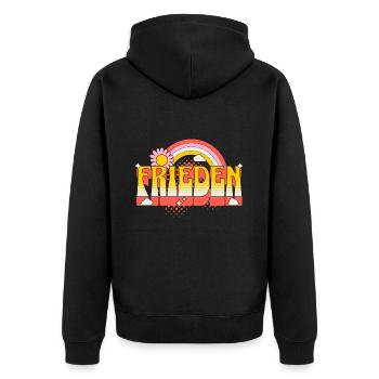 Peace Peace Colorful Rainbow Flower Against War - Unisex Premium Organic Zip Hoodie - black - Back - Nico (187cm)