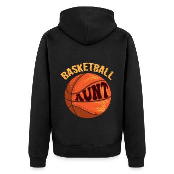 Basketball Aunt Auntie - Unisex Premium Bio Zip Hoodie - Schwarz - Hinten - Nico (187cm)