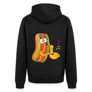 Saxophonist Saxophone Wurst Music Musician - Unisex Premium Organic Zip Hoodie - black - Back - Nico (187cm)