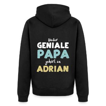 Dieser Geniale Papa Gehört Zu Ad... - Unisex Premium Bio Zip Hoodie - Schwarz - Hinten - Nico (187cm)