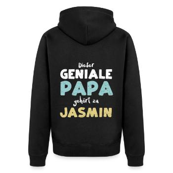 Dieser Geniale Papa Gehört Zu Ja... - Unisex Premium Bio Zip Hoodie - Schwarz - Hinten - Nico (187cm)