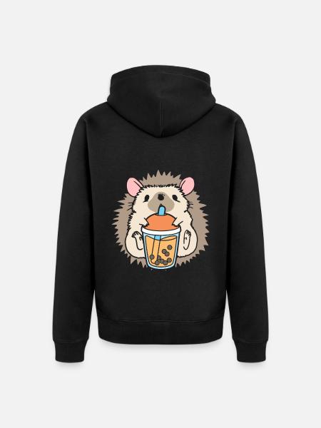 Bubble Tea Igel - Unisex Premium Bio Zip Hoodie - Schwarz
