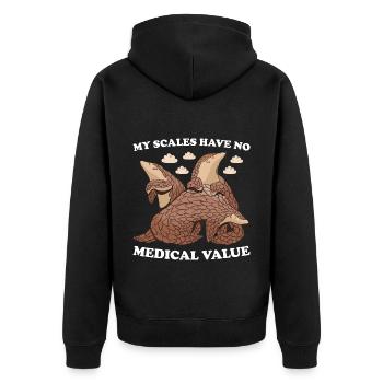 My Scales Havo No Medical Value Pangolin - Unisex Premium Bio Zip Hoodie - Schwarz - Hinten - Nico (187cm)