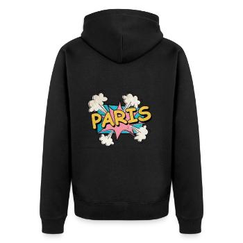 Paris France City Font Pop Art Comic - Unisex Premium Organic Zip Hoodie - black - Back - Nico (187cm)