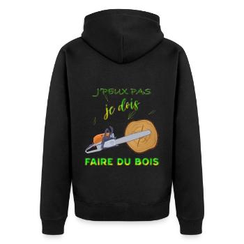 Faire Du Bois Humour Bûcheron - Veste à capuche bio Premium Unisexe - noir - Dos - Nico (187cm)