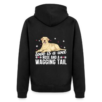 Goldendoodle Love Is Wet Nose Wagging Tail Funny - Unisex Premium Bio Zip Hoodie - Schwarz - Hinten - Nico (187cm)