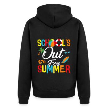 Schools Out For Summer - Unisex Premium Organic Zip Hoodie - black - Back - Nico (187cm)