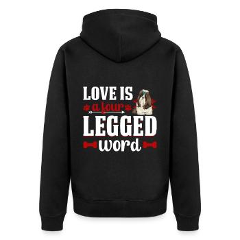 Shih Tzu Liebe Vierbeiner Wort Lustiger - Unisex Premium Bio Zip Hoodie - Schwarz - Hinten - Nico (187cm)