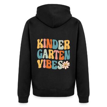 Kindergarten Vibes - jetzt komme ich ... - Unisex Premium Bio Zip Hoodie - Schwarz - Hinten - Nico (187cm)