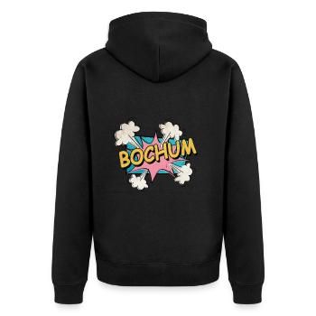 Bochum Germany City Font Pop Art Comic - Unisex Premium Organic Zip Hoodie - black - Back - Nico (187cm)