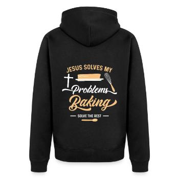 Jésus et la pâtisserie Drôle Christian Baker Chef - Veste à capuche bio Premium Unisexe - noir - Dos - Nico (187cm)