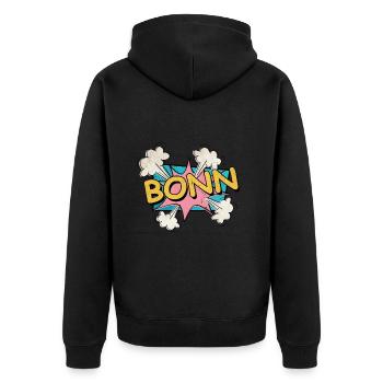 Bonn Allemagne City Font Pop Art Comic - Veste à capuche bio Premium Unisexe - noir - Dos - Nico (187cm)