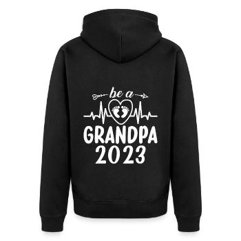 Werdender Opa 2023, 2023 werde ich Opa, 2023 Opa - Unisex Premium Bio Zip Hoodie - Schwarz - Hinten - Nico (187cm)