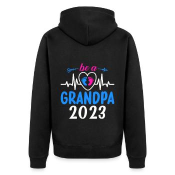 Werdender Opa 2023, 2023 werde ich Opa, 2023 Opa - Unisex Premium Bio Zip Hoodie - Schwarz - Hinten - Nico (187cm)