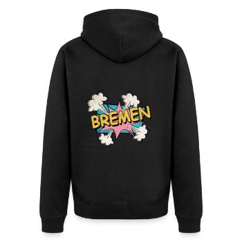 Brême Allemagne City Font Pop Art Comic - Veste à capuche bio Premium Unisexe - noir - Dos - Nico (187cm)