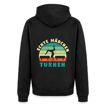 Gymnastik Turnen Barren Trampolin Ringe Turner - Unisex Premium Bio Zip Hoodie - Schwarz - Hinten - Nico (187cm)