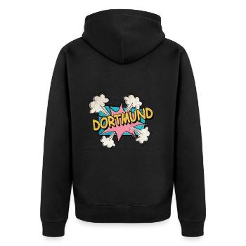 Dortmund Allemagne City Font Pop Art Comic - Veste à capuche bio Premium Unisexe - noir - Dos - Nico (187cm)